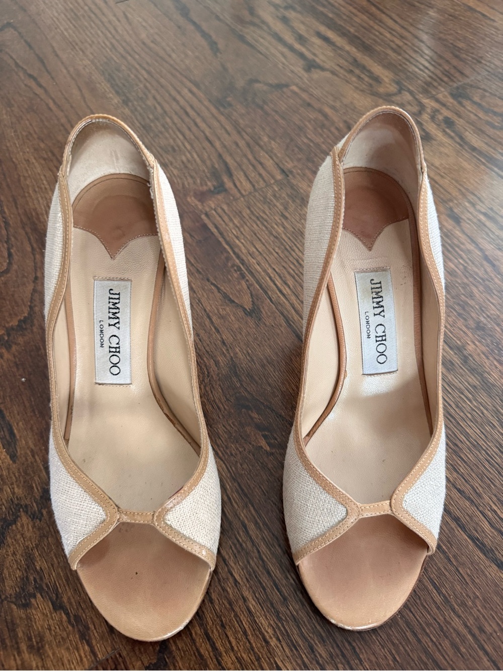 Jimmy Choo Women's Cream Peep-Toe Pumps